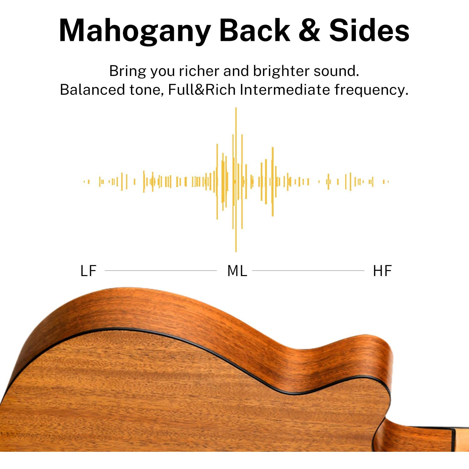 Donner EC1020 Cutaway Akustik Gitar Paketi (Sunburst) - Görsel 4