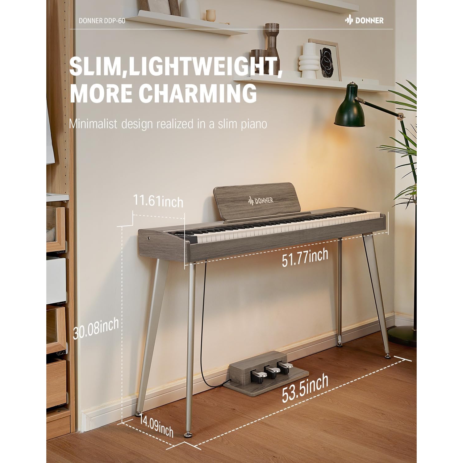 Donner DDP-60 Dijital Piyano (Gray Wood Grain) - Görsel 5