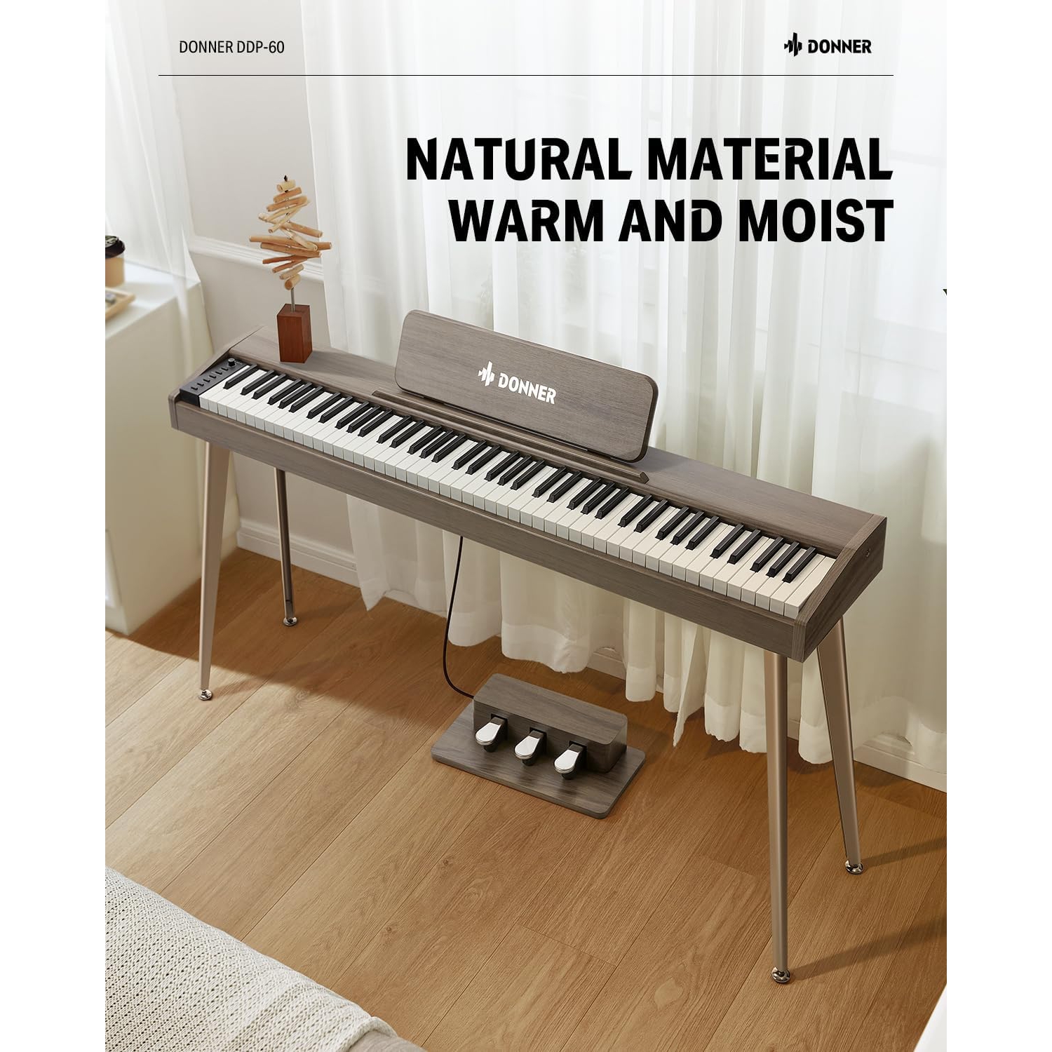 Donner DDP-60 Dijital Piyano (Gray Wood Grain) - Görsel 4