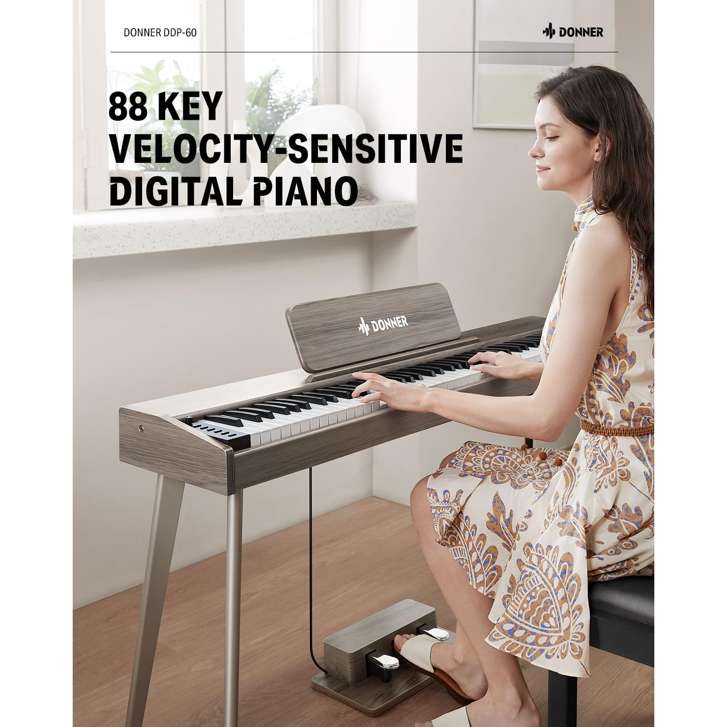 Donner DDP-60 Dijital Piyano (Gray Wood Grain) - Görsel 6