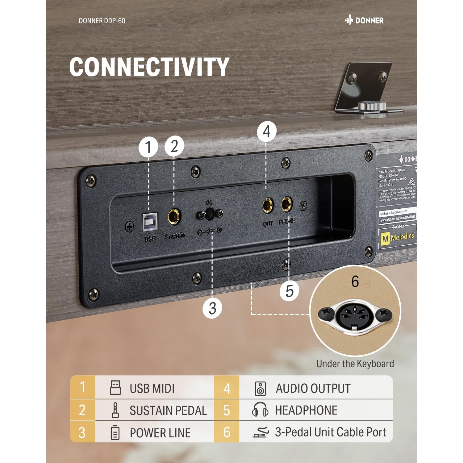 Donner DDP-60 Dijital Piyano (Gray Wood Grain) - Görsel 7
