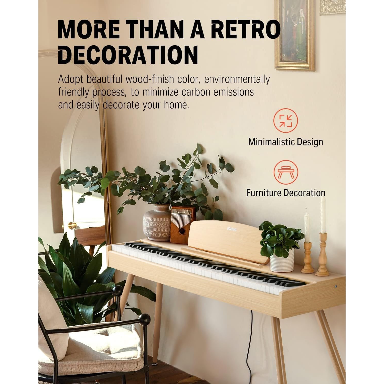 Donner DDP-80 Wooden Style Dijital Piyano (Naturel Wood) - Görsel 3